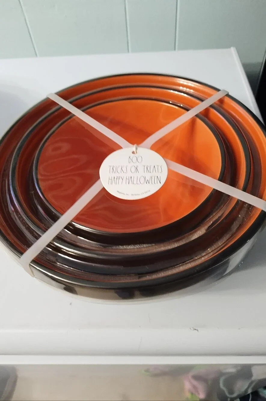 New Rae Dunn Happy Halloween Ceramic Mixing Bowls Set  Of 3